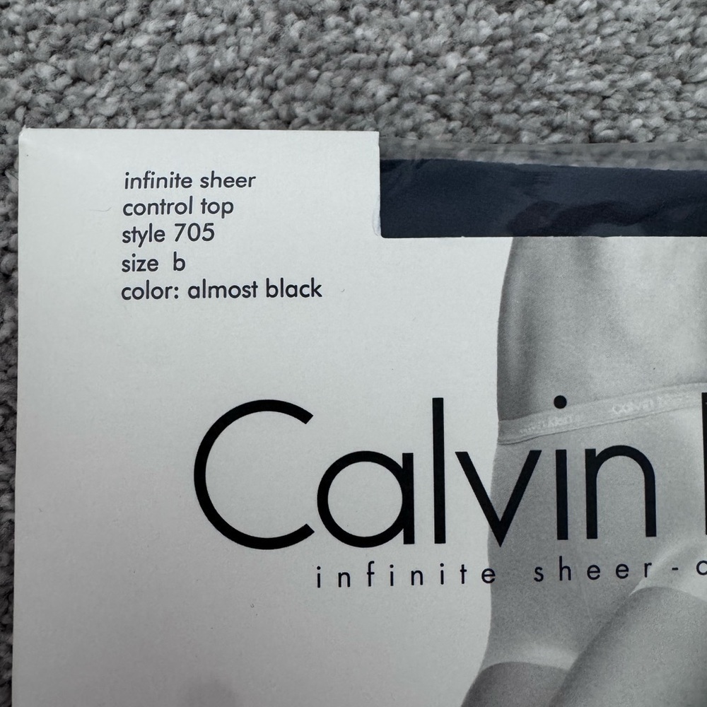 CALVIN KLEIN INFINITE SHEER CONTROL TOP PANTYHOSE STYL 705 ALMOST BLACK SZ B - Picture 3 of 5
